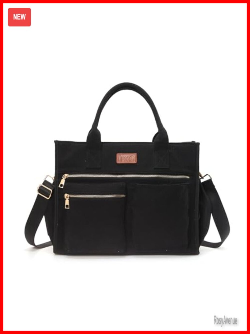 Canvas Tote Bag Crossbody Work Laptop Handbag 15 Pockets Travel